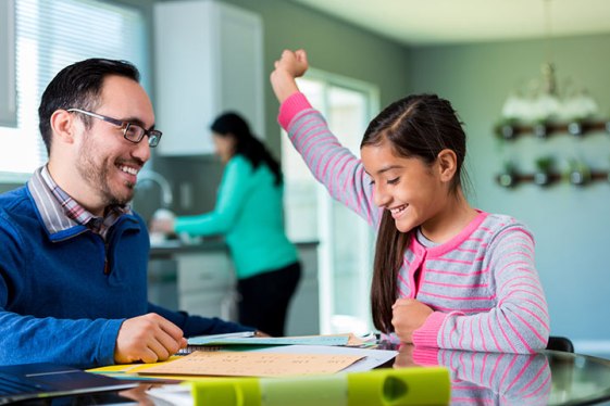 father and smiling 9 year old